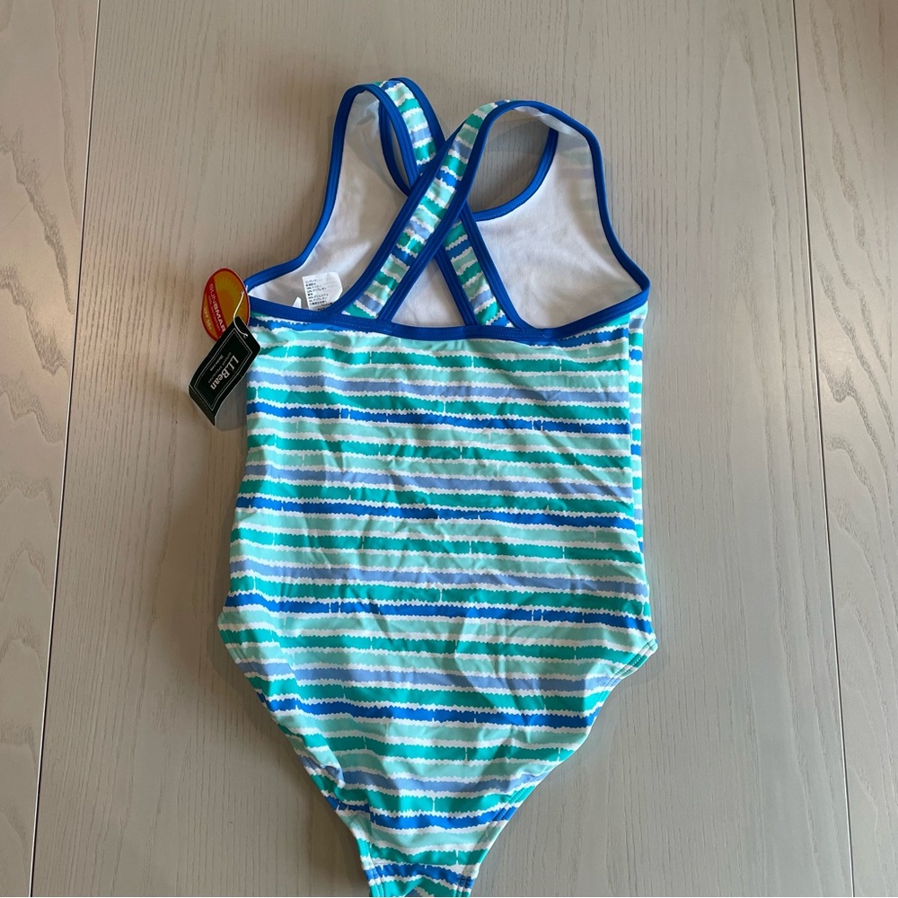 L.L.Bean Girls Watersports One-Piece Swimsuit (Beach Glass Stripe) - 8 - Picture 5 of 5